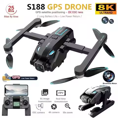 S188 Drone 8K Professional HD Dual Camera 5G GPS Wifi Obstacle Avoidance Brushless Foldable Quadcopt