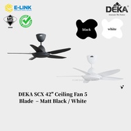 (SIRIM) DEKA Ceiling Fan SCX 42 / DX 42 PRO / SCX 56 PRO – 5 Metal Blades Remote Control (Matt Black