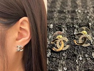 全新Chanel cc半鑽耳環/耳釘 full set有盒有單