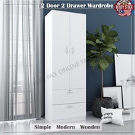 2 Door Wardrobe with 3 Drawer / Almari Baju / Almari Pakaian