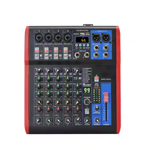 Professional 6-Channel Audio Mixer Home DJ Console Amplifier High Fidelity Audio Interface for Music