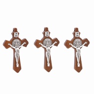 20Pcs Exorcism St.Benedict Cross Christian Wooden Crucifix Jesus Christ Cross Pendants for DIY Neckl