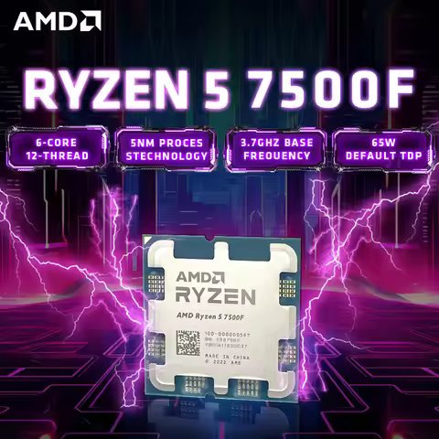 AMD Ryzen 5 7500F 6-Core 12-Thread 3.7GHz Up to 5.0GHz 5NM 32MB L3 65W Socket AM5 DDR5 PCIe 5.0 Gami
