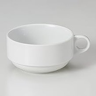 White Stacked One-Handed Soup Cup, 4.3 x 2.2 inches (10.8 x 5.5 cm), 10.1 fl oz (300 cc, 280 g), Wes