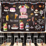 Custom Cartoon Dessert Blackboard cake food  Mural Wallpaper for Bakery Cake Shop Industrial Decor B