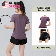 New loose quick drying short sleeved outdoor morning running hikin sweating yoga clothes plus size s