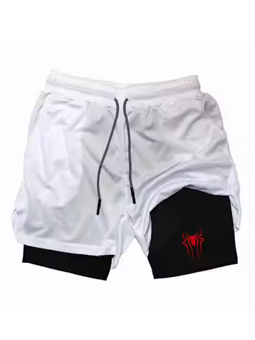 2025 Summer New Spider Sports Shorts 2-in-1 Gym Running Shorts Slow Running Leisure Sportswear Fitne