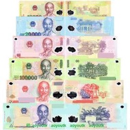 亞洲-越南塑料鈔6枚全(10000-500000盾)胡志明外國錢幣全新UNC【滿300出貨】
