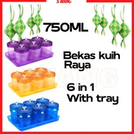 750ml Balang Kuih Raya Kedap Udara | Bekas Kuih Raya Set | Cookies Container Set | Canister Set With Tray 2216/6