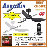 AEROAIR Dimmalble LED Series AA320  BLACK / WHITE  35"/46"/52" DC Motor Ceiling Fan 24W LED 3-Tone Great Wind Speed