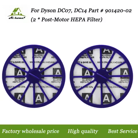 2 x For Dyson DC07, DC14 Purple Post-Motor HEPA Filter Replaces for Dyson DC-07 DC-14 Vacuum Part # 
