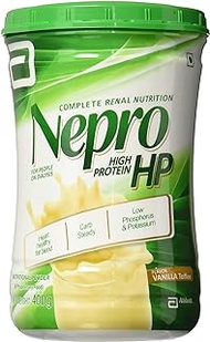 Abbott Nepro HP Powder Vanilla - Carb Steady Nutrition High Energy Feed - Vanilla (400 gms) For Renal Impairment &amp; Dialysis Patients