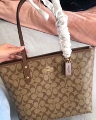 全新正品Coach蔻馳City30棕色托特包｜卡其深色拉鍊款｜香港發貨