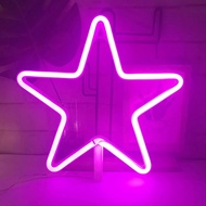 [ STARZ ] Stars Neon Decorative Night Light, Home Decoration Powered by USB / Battery Operated, Purple or Pink *