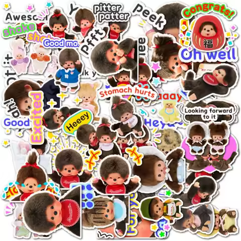 Monchhichi Cartoon stickers cute waterproof stickers for DIY phone cases, books, stationery boxes de