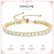 FANCIME "Eternal Elegance" October Birthstone Opal Sterling Silver Tennis Bracelet Classic Bolo Chai