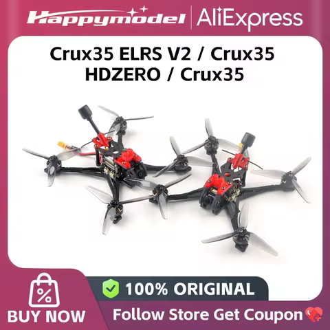 HappyModel Crux35 ELRS V2 CrazyF411 ELRS AIO URAT OVX303 300mW Caddx Ant 1200TVL EX1404 KV3500 4S 3.