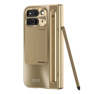 Google Pixel 10 Pro เคลือบยูวีสีด้านกล่องแบบพับพิกเซล9 Proบานพับเสริมขาตั้งในตัวและที่ใส่สไตลัส + ปก