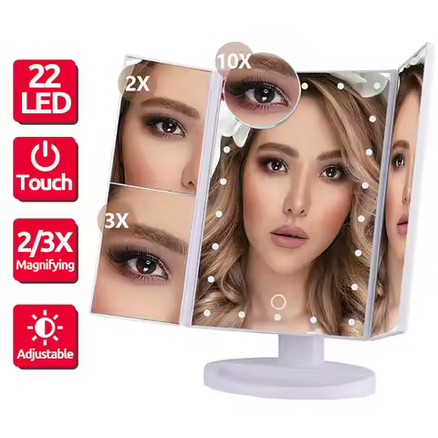 LED Makeup Mirror 1X 2X 3X 10X Magnification Vanity Mirror With Touch Switch Dimmable Rotatable Dres