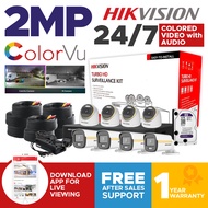 [Complete] Hikvision  8 channel 2MP 24/7 Colorvu with Audio CCTV Camera package kit