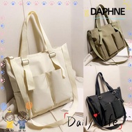 DAPHNE Canvas Bag, Solid color Zipper Tote Shoulder Bags, Fashion Nylon Waterproof Large capacity Casual Bags Student