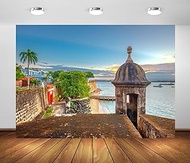BELECO 9x6ft Fabric Puerto Rico Backdrop San Juan, Puerto Rico Caribbean Coast Along Paseo de la Pri