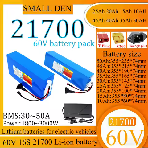 60V 50Ah 45Ah 30Ah 15Ah 10Ah 25Ah 35Ah 45Ah 21700 Li-ion Battery Pack 50A BMS 3000W Electric motorcy