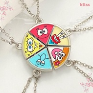 BLISS Cartoon Magnet Necklace, Pizza Shape Creative Best Friend Necklace, Cartoon Alloy Jewelry Chai