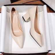 Women's Shoes with Beautiful Leather Square Heels (a1)