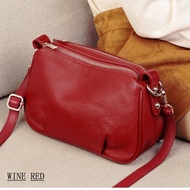 MERAH WOMEN'S GENUINE LEATHER BAG PREMIUM WOMEN'S BAG GENUINE GARUT LEATHER SLING BAG - Red, S