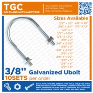 TGC 10PCS 3/8 Ubolt Galvanized with nut and washer GI U bolt TGC Bolt