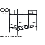 Infinity Cetty Metal Double Decker Bed / Living Bedroom Furniture (White / Black)