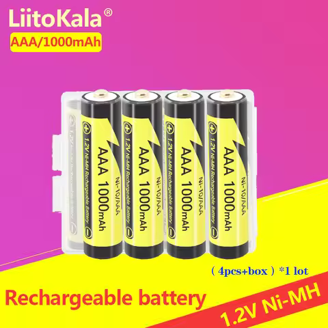 4PCS LiitoKala AAA 1000MAH/AA 2600MAH NiMH 1.2V Rechargeable Battery Suitable for Toys Mice,with 1PC