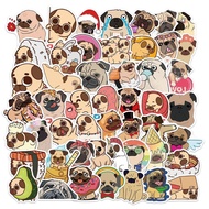 50 pcs Funny Pug Dog Waterproof PVC Stickers