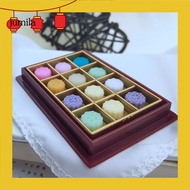 [JU] 1 Set Traditional Mini Dessert Box for Decoration Doll House Miniature Moon Cake Model Ornament Vivid