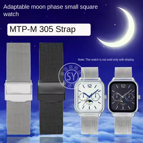 Shenyu Stainless Steel watchband For Casio MTP-M305 m300 Square Dial Moon Phase Milan mesh strap Wri