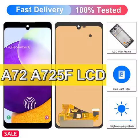 Amoled For Samsung Galaxy A72 4G LCD Display SM-A725F A725M Touch Panel Assembly with Frame For Sams
