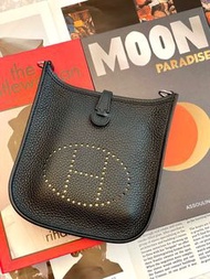 Hermes Mini Evelyne黑銀黑帶