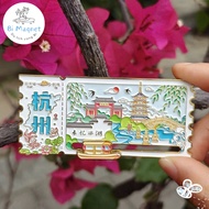Magnet Hangzhou West Lake Magnets Metal Ticket Style Refrigerator Stickers Souvenirs China Travel