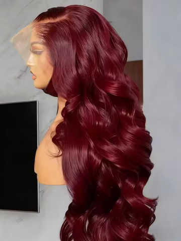 99J Burgundy Lace Frontal Wig 13x6 Body Wave Lace Front Wig HD Transparent Lace Frontal Wig Human Ha
