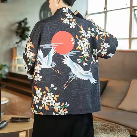 Japanese kimono cardigan men yukata Japanese clothes jacket Haori male samurai costume Japanese male