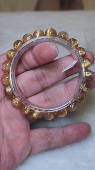 頂級金鈦晶 順髮 滿髮 金髮金鈦晶手鏈手串 板晶 招財 吸金  太陽輪 脈輪 七輪 銀髮銅髮黑髮綠髮彩髮