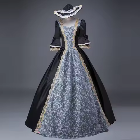 Kyomi Medieval Renaissance Robe Victorian Lace Half Sleeve Gothic Princess Cosplay Luxury Wedding Ba