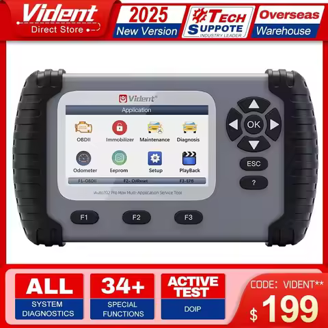 Vident IAuto702Pro MAX Full System Car Diagnostic Tools Professional Key Programmer 34 Resets ECU Co