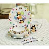 Plate And Bowl Set Glass Melamine Spoon And Fork T-Zoom Zoom Pattern (7 Pieces) Real 1 Flowerware By