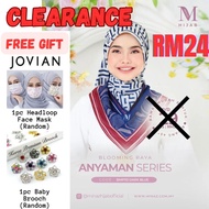 💯 MINAZ HIJAB Free Gift JOVIAN Face Mask Baby Brooch New Clearance Sale ANYAMAN DARK BLUE Bawal Cott