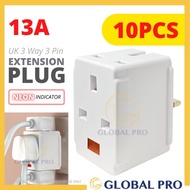 10PCS ME 13A 3 Pin Plug 3 Way Adapter Extension Plug 3 Pin Multi Plug 7387 Travel Adapter Plug Adapt
