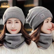 Fur-lined wool hat with soft scarf to keep warm in winter Unisex for men and women - al0ha Shop
