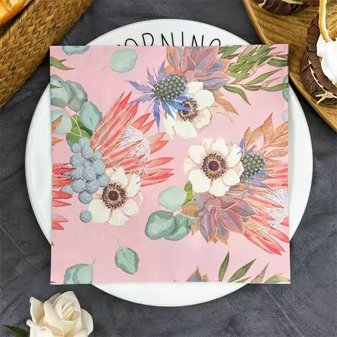 20/50pcs 33*33cm 2ply Pink King Protea paper Napkins Suitable for themed parties,Party napkins desig