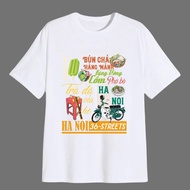 Unisex T-shirt, Hanoi cuisine theme travel - White Black Gray T-shirt for Men and Women, Down Form, 